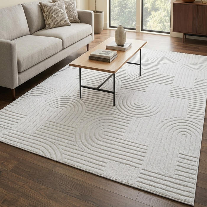 Geo Cream Washable Area Rug - 5’ x 7’ 