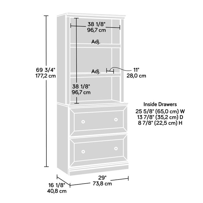 Goodwin 29.06” Modern 2-Shelf Bookcase with Drawers – Select Cherry