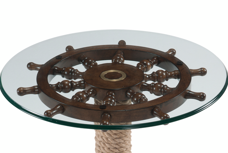 Hatfield 26\" Eclectic Accent Table with Glass Top & Wood Base with Wheel Top – Dark Oak