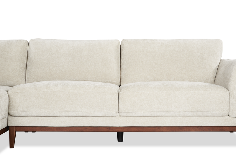 Horizon 2-Piece Left-Facing Fabric Sectional with Wood Base and Legs - Stone