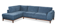 Horizon 2-Piece Left-Facing Fabric Sectional with Wood Base and Legs - Navy 