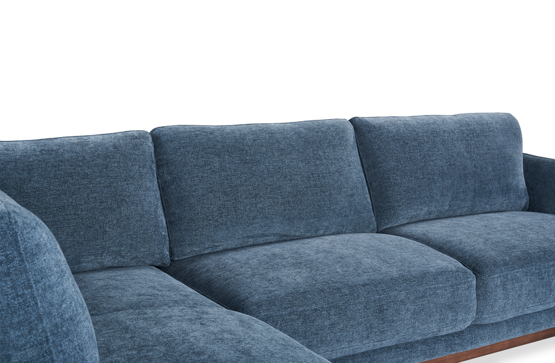 Horizon 2-Piece Left-Facing Fabric Sectional with Wood Base and Legs - Navy