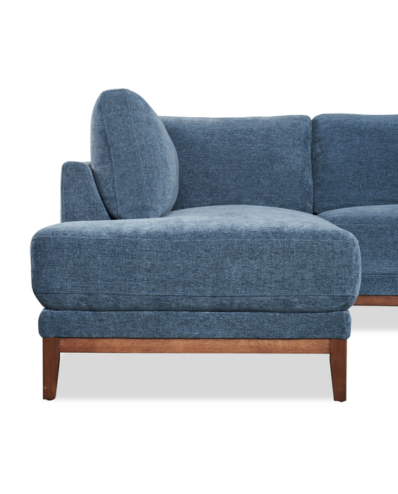 Horizon 2-Piece Left-Facing Fabric Sectional with Wood Base and Legs - Navy