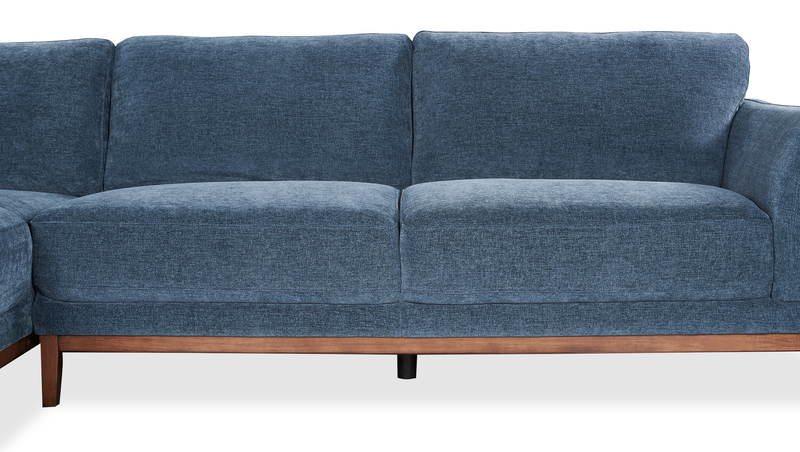 Horizon 2-Piece Left-Facing Fabric Sectional with Wood Base and Legs - Navy