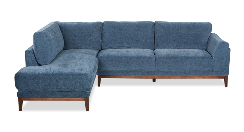 Horizon 2-Piece Left-Facing Fabric Sectional with Wood Base and Legs - Navy