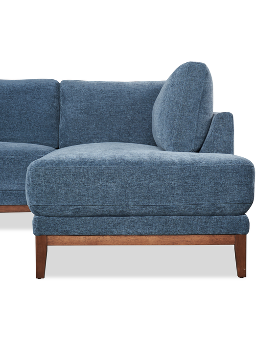 Horizon 2-Piece Right-Facing Fabric Sectional with Wood Base and Legs - Navy