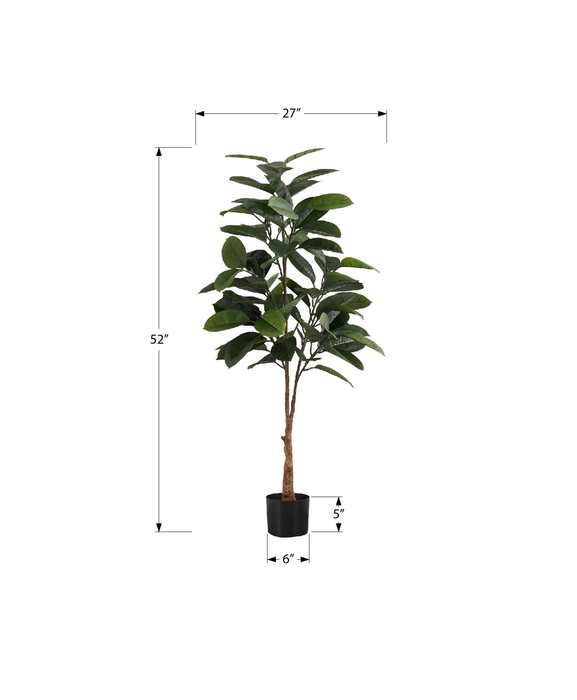 52” Artificial Indoor Rubber Tree in 5” Pot 