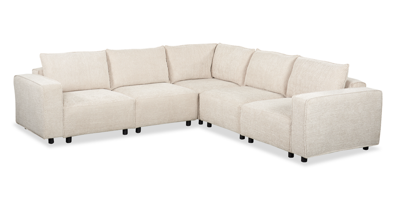 Infinity Modular 5-Piece Chenille Fabric Sofa Sectional – Taupe