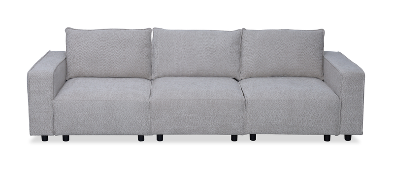 Infinity Modular 3-Piece Chenille Fabric Sofa Sectional – Light Grey 