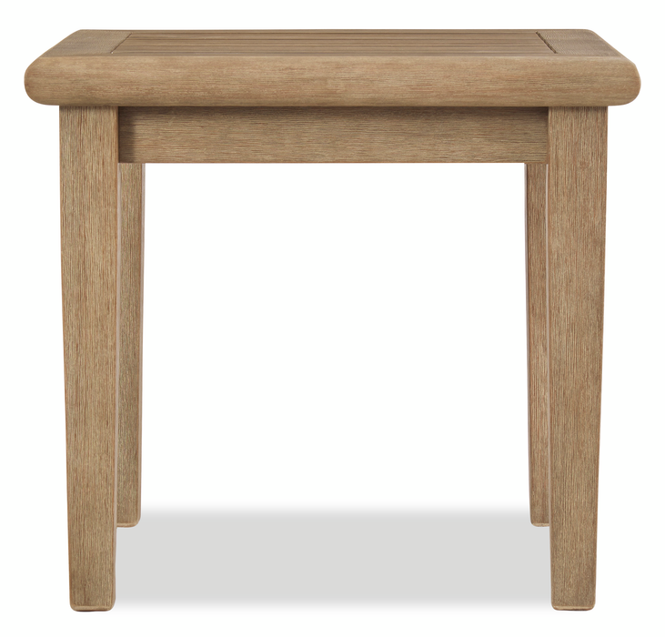 Juno Outdoor Patio End Table - Eucalyptus Wood, UV & Weather Resistant - Natural
