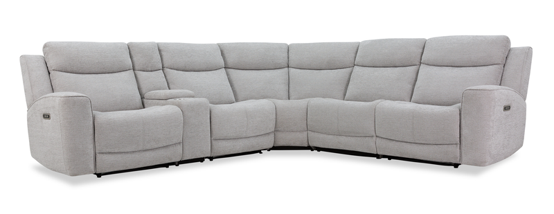 Kacey 6-Piece Chenille Fabric Power Reclining Sectional with USB Port - Grey