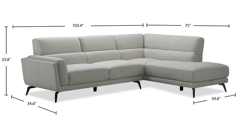 Kyrie 2-Piece Right-Facing Linen-Look Fabric Sectional - Taupe