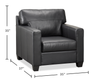 Made in Canada Lennox 35” Genuine Leather Accent Chair with Removable Cushions - Black | Fauteuil d’appoint Lennox de 35 po fabriqué au Canada en cuir véritable avec coussins amovibles - noir