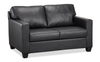Made in Canada Lennox 57” Genuine Leather Loveseat with Removable Cushions - Black
