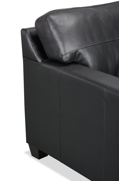 Made in Canada Lennox 57” Genuine Leather Loveseat with Removable Cushions - Black