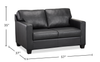 Made in Canada Lennox 57” Genuine Leather Loveseat with Removable Cushions - Black | Causeuse Lennox de 57 po fabriquée au Canada en cuir véritable avec coussins amovibles - noire