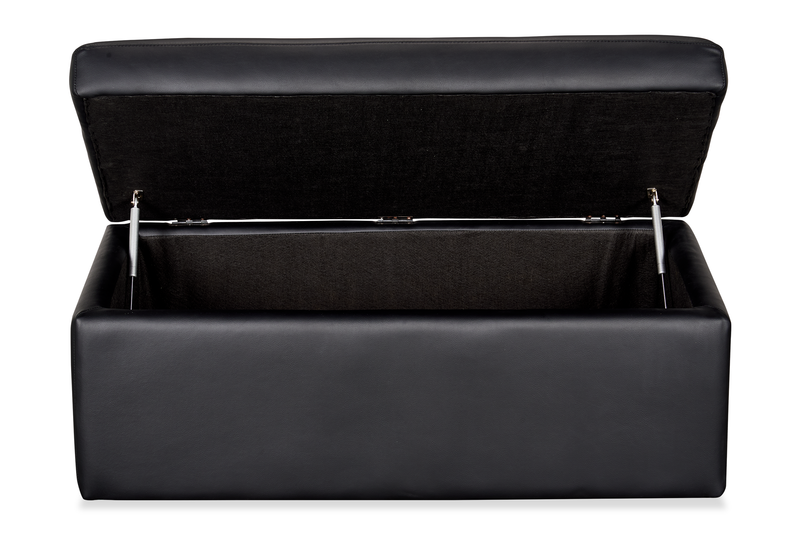 Made in Canada Lennox 40” Genuine Leather Storage Ottoman - Black