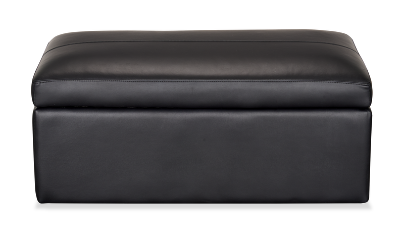Made in Canada Lennox 40” Genuine Leather Storage Ottoman - Black