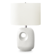 Lilith 16\" Ceramic Table Lamp with Linen Ivory Shade – White