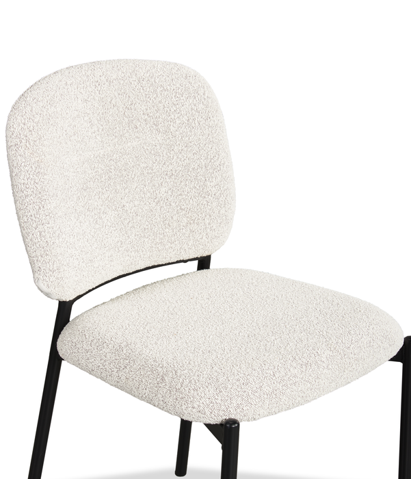 Luka Dining Chair with Boucle Fabric, Metal - Beige 