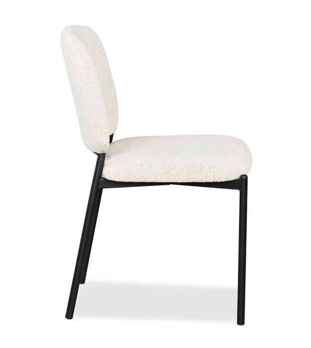 Luka Dining Chair with Boucle Fabric, Metal - Beige 