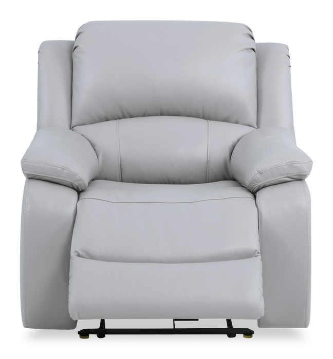 Marcel 39” Genuine Leather Power Reclining Chair with USB Port – Calm Grey