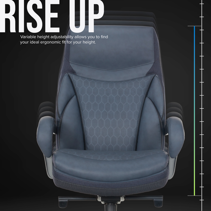 Shaquille O’Neal Home Maximos 29.5” Big & Tall High Back Executive Office Chair with Extended Headrest – Blue
