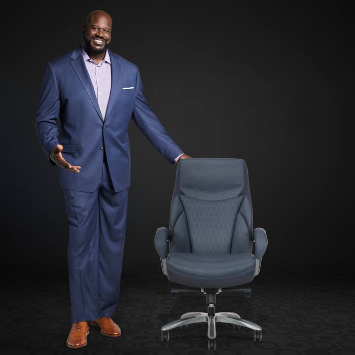 Shaquille O’Neal Home Maximos 29.5” Big & Tall High Back Executive Office Chair with Extended Headrest – Blue