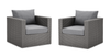 Morris 4-Piece Outdoor Patio Set with 2 Corner Chairs & 2 Chairs - Hand-Woven Resin Wicker - Grey | Ensemble Morris 4 pièces pour la terrasse à l’extérieur avec 2 fauteuils en coin et 2 fauteuils - osier en résine tressé à la main - gris