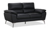 Mystic 65.7” Contemporary Genuine Leather Loveseat – Black | Causeuse contemporaine Mystic de 65,7 po en cuir véritable - noire