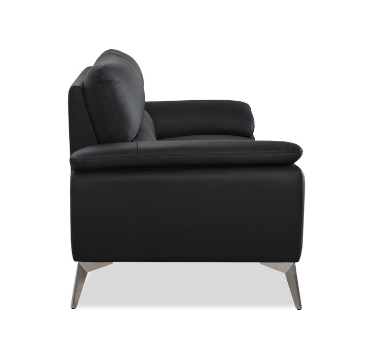 Mystic 85.4” Contemporary Genuine Leather Sofa - Black