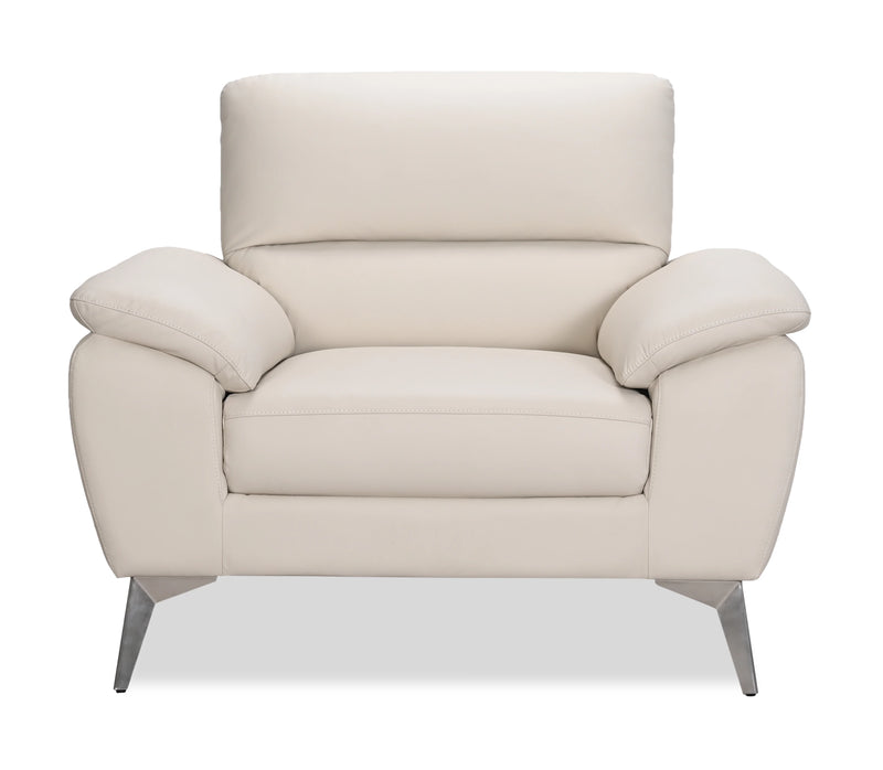 Mystic 41.7” Contemporary Genuine Leather Chair - Frost