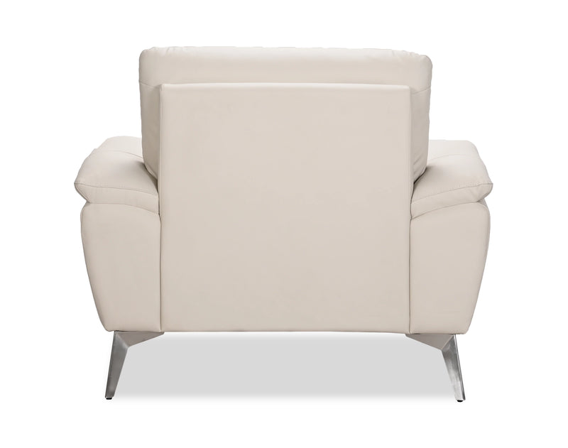 Mystic 41.7” Contemporary Genuine Leather Chair - Frost