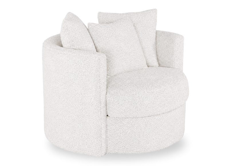 Made in Canada Sofa Lab Customizable Nest 42\" Fabric Swivel Accent Chair – Teddy Snow