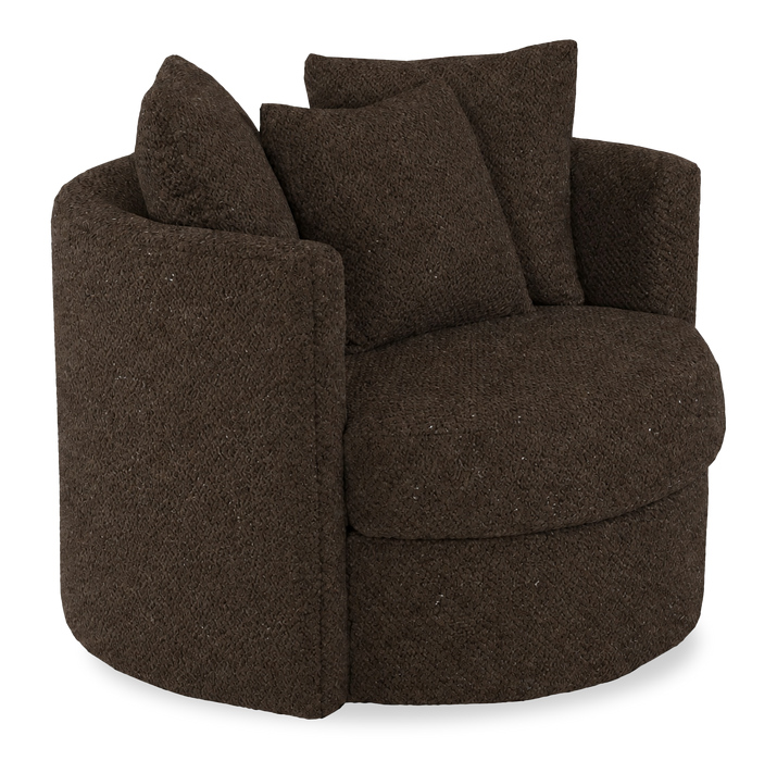 Made in Canada Sofa Lab Customizable Nest 42\" Fabric Swivel Accent Chair – Teddy Walnut 
