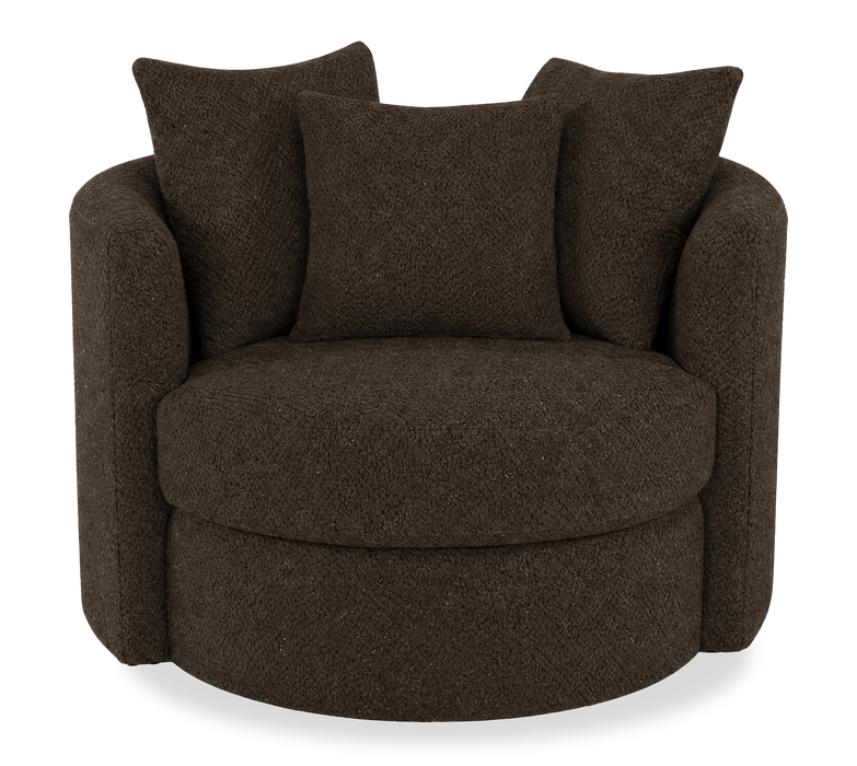 Made in Canada Sofa Lab Customizable Nest 42\" Fabric Swivel Accent Chair – Teddy Walnut 