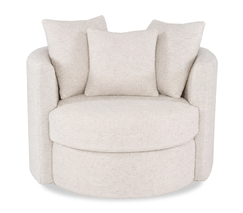 Made in Canada Sofa Lab Customizable Nest 42\" Fabric Swivel Accent Chair – Chenille White 