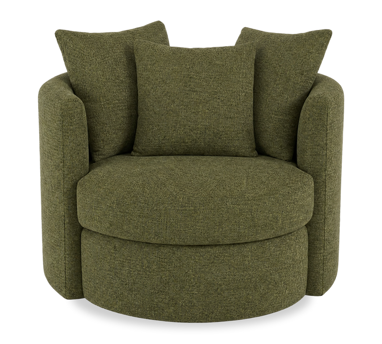 Made in Canada Sofa Lab Customizable Nest 42\" Fabric Swivel Accent Chair – Chenille Moss