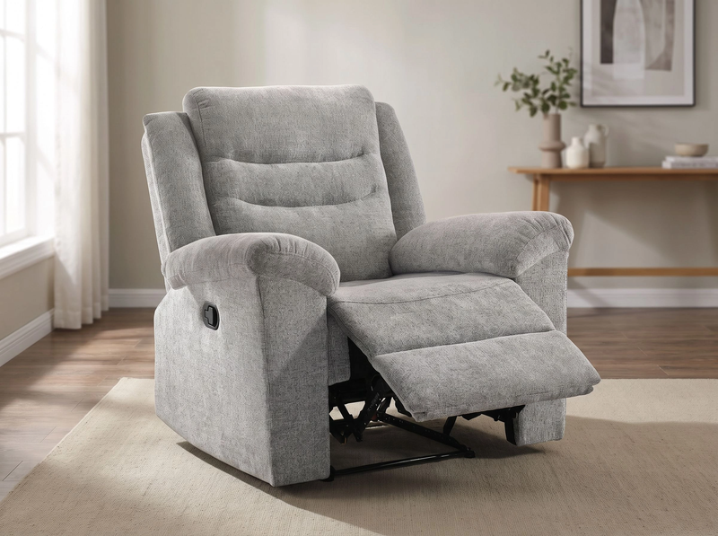 Nick 35.5\" Chenille Fabric Reclining Chair - Grey