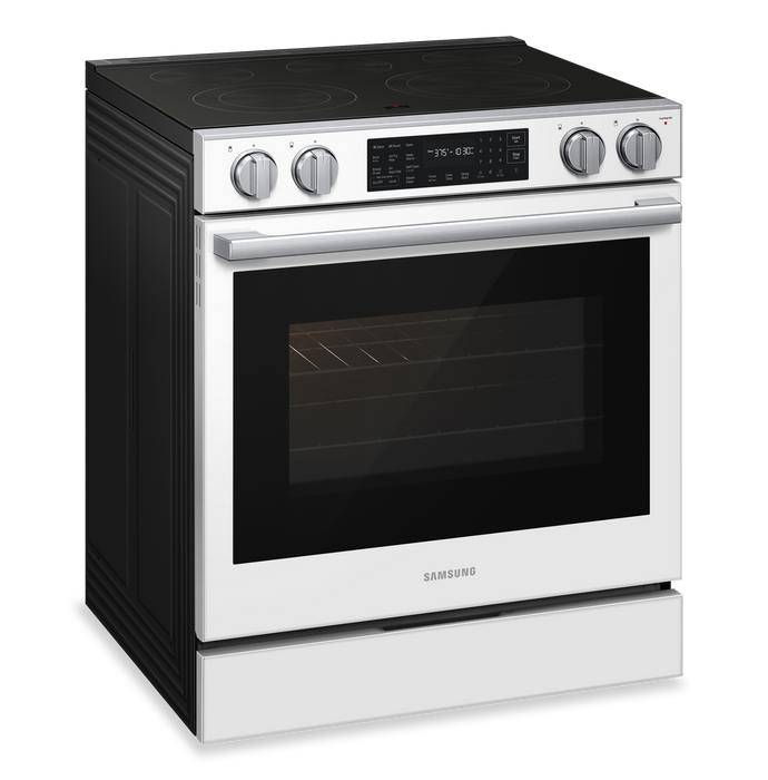 Samsung 6.3 Cu. Ft. Electric Slide In Range with Air Fry Max – White Glass - NSE80H63SWAC