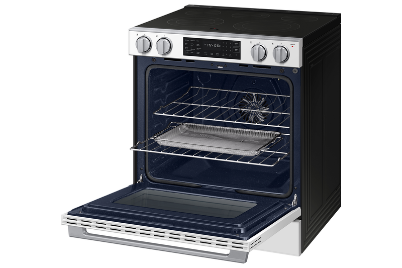 Samsung 6.3 Cu. Ft. Electric Slide In Range with Air Fry Max – White Glass - NSE80H63SWAC