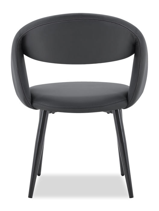 Orion Dining Chair with Vegan-Leather Fabric, Metal – Charcoal