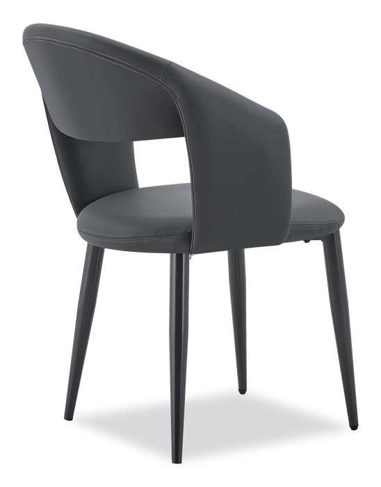 Orion Dining Chair with Vegan-Leather Fabric, Metal – Charcoal