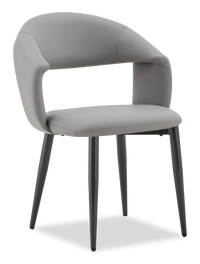 Orion Dining Chair with Vegan-Leather Fabric, Metal – Grey 