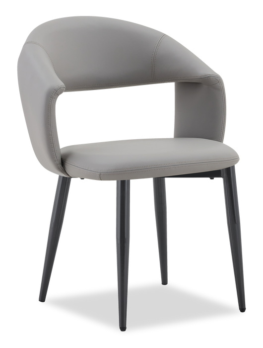 Orion Dining Chair with Vegan-Leather Fabric, Metal – Grey