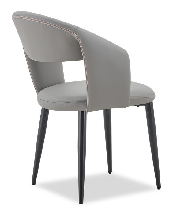 Orion Dining Chair with Vegan-Leather Fabric, Metal – Grey