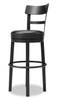 Otis Bar Height Stool with Swivel Seat & Vegan Leather Fabric, 30.5"H, Metal – Black | Tabouret bar Otis de 30,5 po (H) en tissu de cuir végétalien et en métal avec siège pivotant - noir