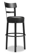 Otis Bar Height Stool with Swivel Seat & Vegan Leather Fabric, 30.5\"H, Metal – Black