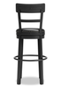 Otis Bar Height Stool with Swivel Seat & Vegan Leather Fabric, 30.5"H, Metal – Black | Tabouret bar Otis de 30,5 po (H) en tissu de cuir végétalien et en métal avec siège pivotant - noir