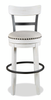 Otis Bar Height Stool with Swivel Seat & Vegan Leather Fabric, 30.5"H, Metal – White | Tabouret bar Otis de 30,5 po (H) en tissu de cuir végétalien et en métal avec siège pivotant - blanc